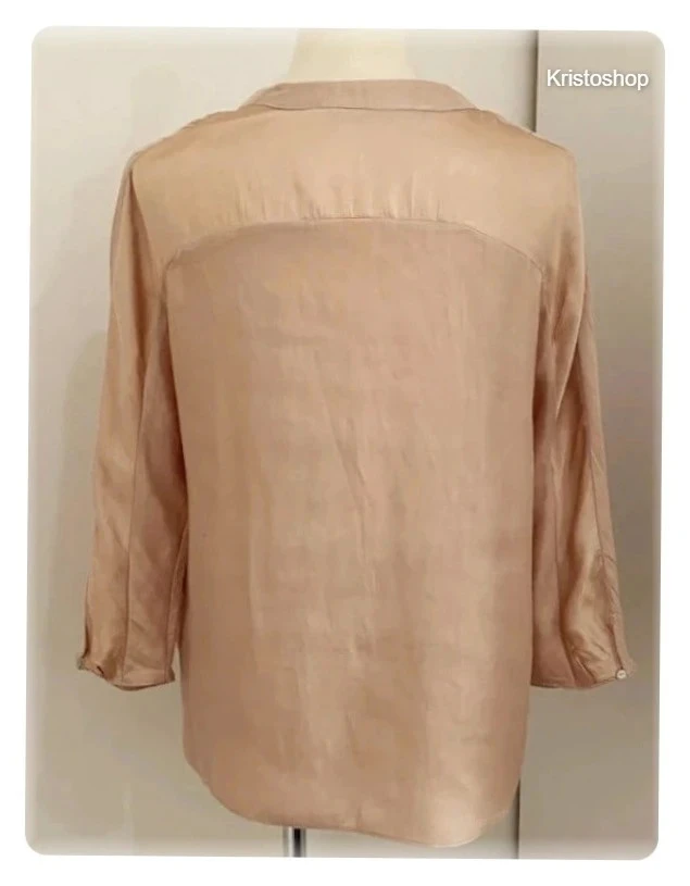Blusa Zara Basic fluida Talla S tono Champán – photo 3